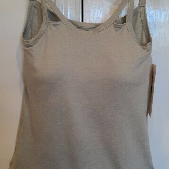 Mastectomy Camisole with Integrated Prosthetics, Small w B Cup, NWT, Oat, Cut-Ou
